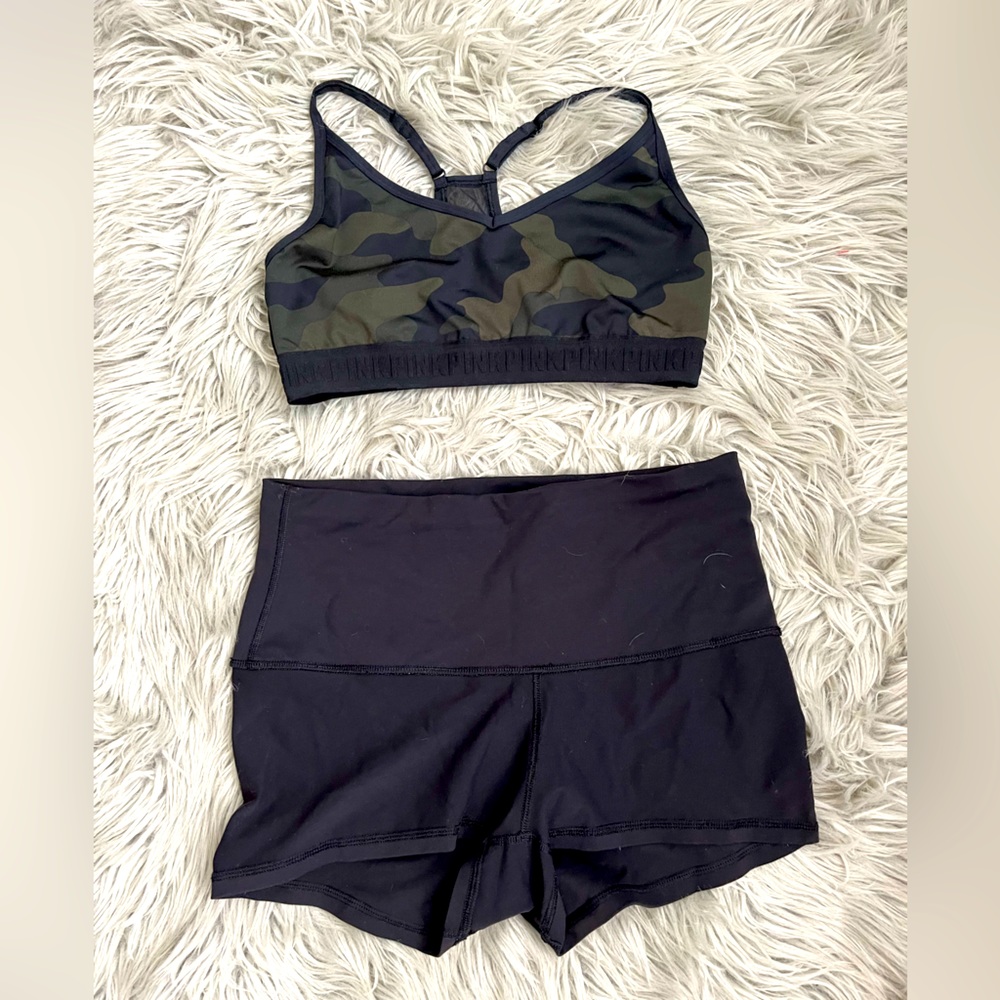 Lululemon high wasted black shorts size 8. Worn a few times